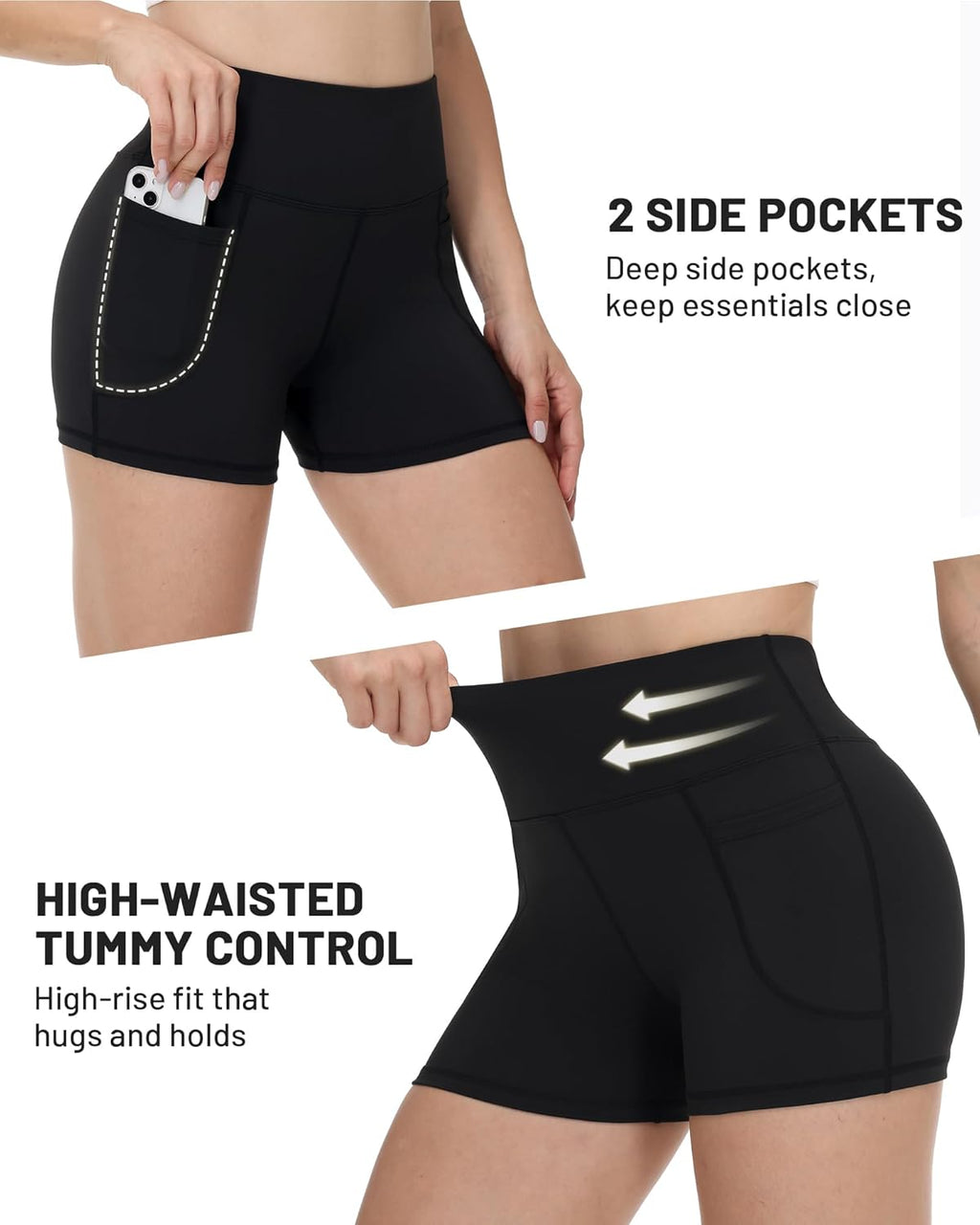 Runhit Biker Shorts for Women - High Waisted Spandex with Pockets | Tummy Control, 8''/5''/3'' Sizes