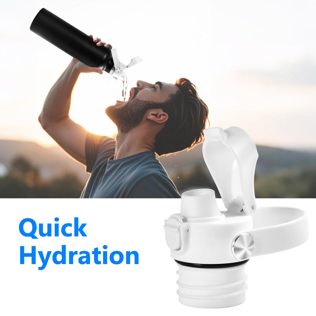 XACIOA Flip Lid for Hydroflask Standard Mouth, Replacement for Hydro Flask Lid, Spout Cap for Narrow Mouth Water Bottle for Simple Modern Iron Flask Accessories, BPA Free, White