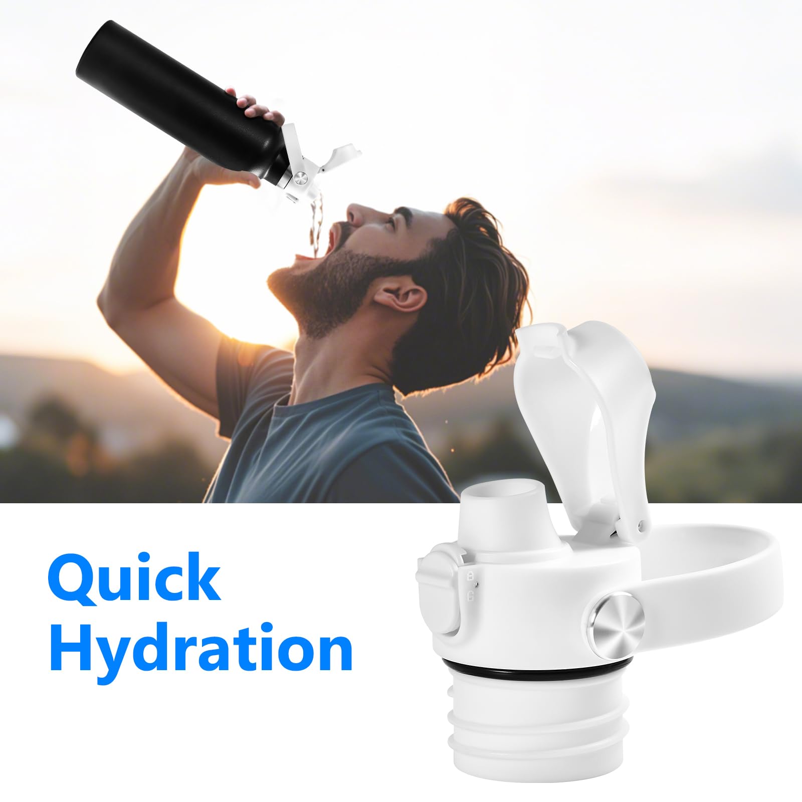 XACIOA Flip Lid for Hydroflask Standard Mouth, Replacement for Hydro Flask Lid, Spout Cap for Narrow Mouth Water Bottle for Simple Modern Iron Flask Accessories, BPA Free, White