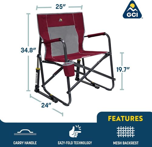 GCI Outdoor Freestyle Rocker Camping Chair - Portable Folding Rocker with Durable Armrests & Drink Holder - Royal Blue