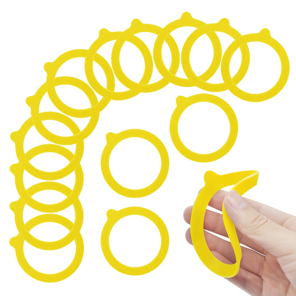 12 Pieces Silicone Replacement Gasket for Jars, Airtight Rubber Seals Rings, Leakproof Silicone Gasket Sealing Rings for Mason Jars, Elastic and Fits Most Sizes (Yellow)