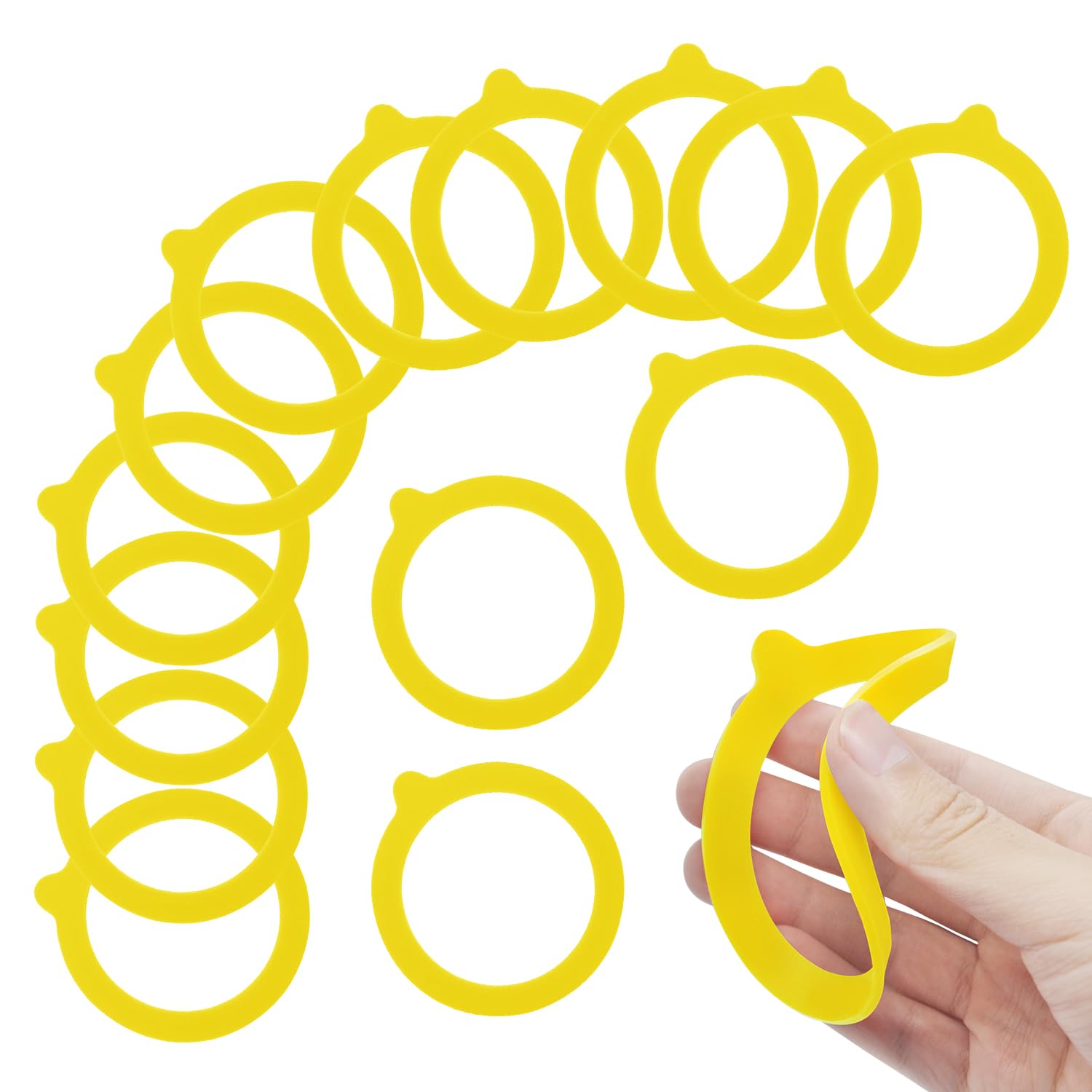 12 Pieces Silicone Replacement Gasket for Jars, Airtight Rubber Seals Rings, Leakproof Silicone Gasket Sealing Rings for Mason Jars, Elastic and Fits Most Sizes (Yellow)