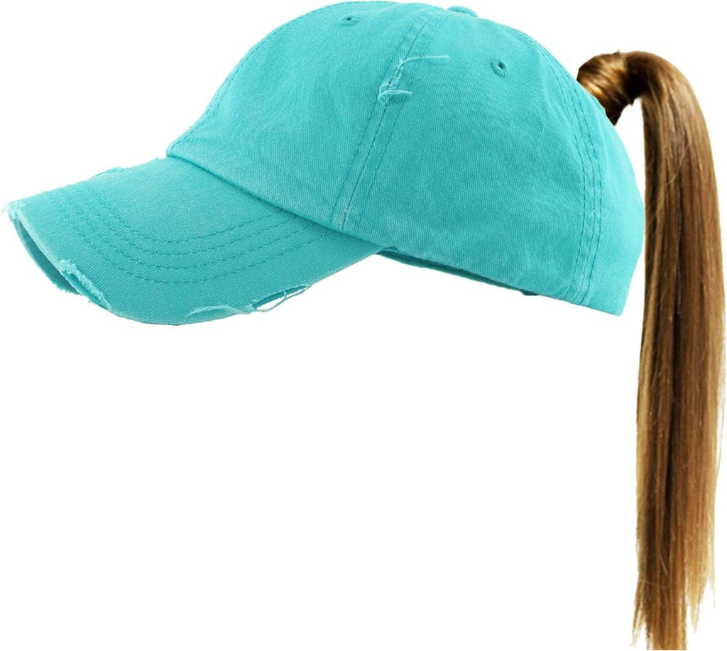 Skiennix Classic Ponytail Messy High Bun Hat - Adjustable Cotton Trucker Cap with Glitter Detail