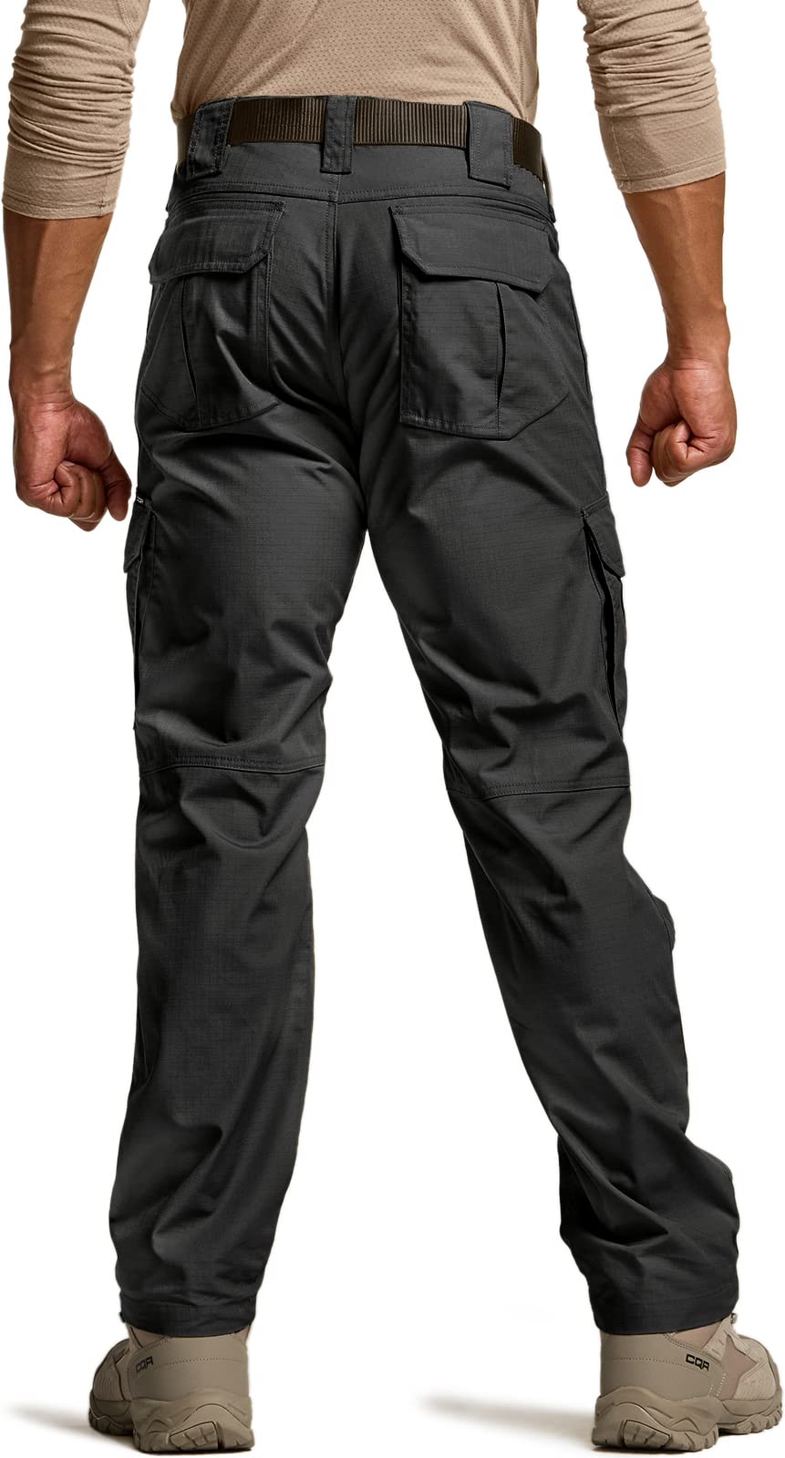 CQR Men's Tactical Pants, Water Resistant Ripstop Cargo Pants, Lightweight EDC Work Hiking Pants, Outdoor Apparel, Duratex Mag Pocket Black, 44W x 30L