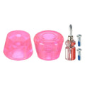 PATIKIL Roller Skate Toe Stops with Screwdriver, 1 Pair 82A Rubber Brake Stoppers Block for Roller Skate Accessories Replacement, Clear Pink