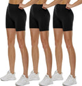 Skiennix High Waisted Biker Shorts - 3 Pack Black Compression Yoga Shorts for Women | 3", 5", 8" Sizes