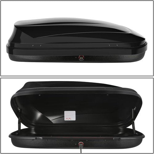 DNA Motoring Rooftop Cargo Box - Lockable Heavy-Duty Car Top Storage Case | 110 Lbs Capacity, Glossy Black, 53" L x 34" W x 15" H