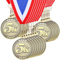 Gold 2-Inch Race Medals Bulk Set - 100 5K 10K Award Medals with Ribbons - Variation of 100 / 5K