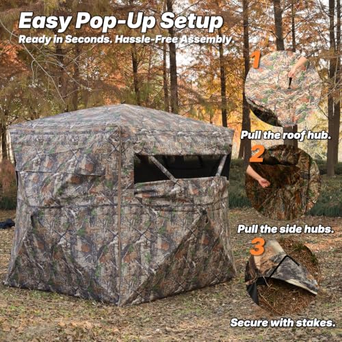 SUMSEEK 2-3 Person Double Door 360° See-Through Hunting Blind for Deer & Game