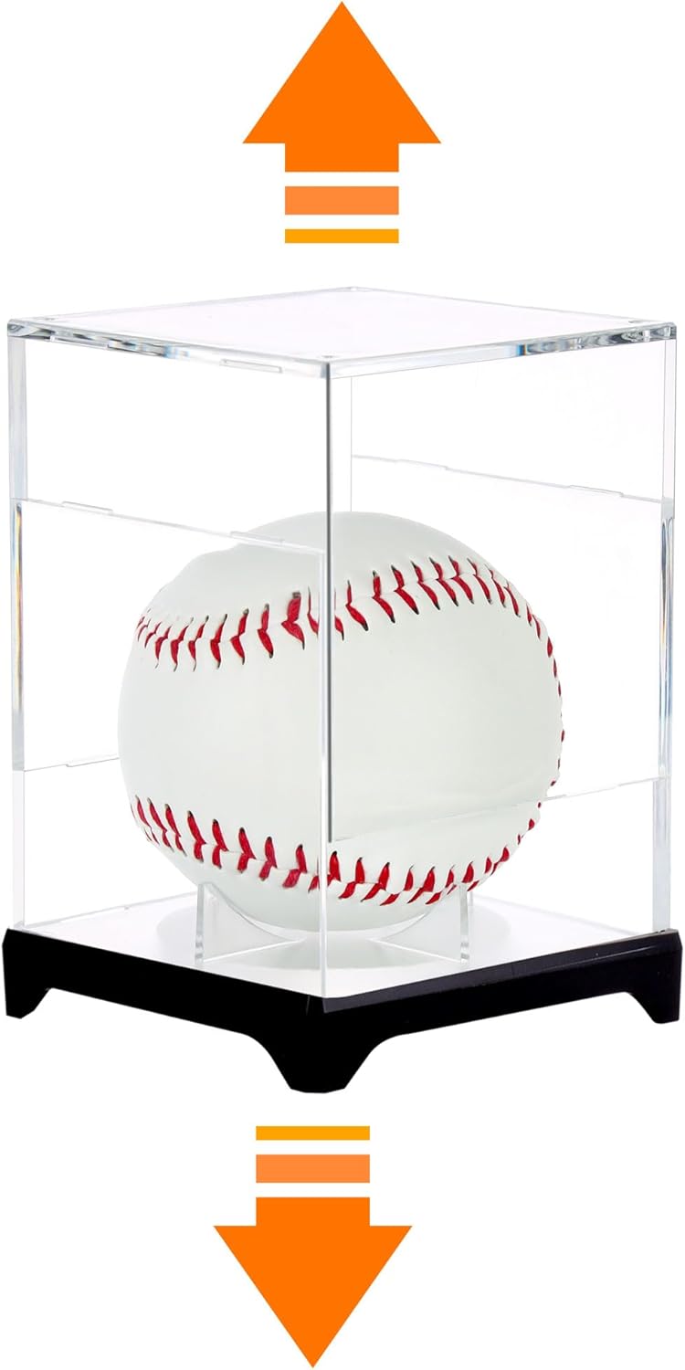Skiennix Baseball Display Case - UV Protected Acrylic Boxes for 4 Baseballs with Base