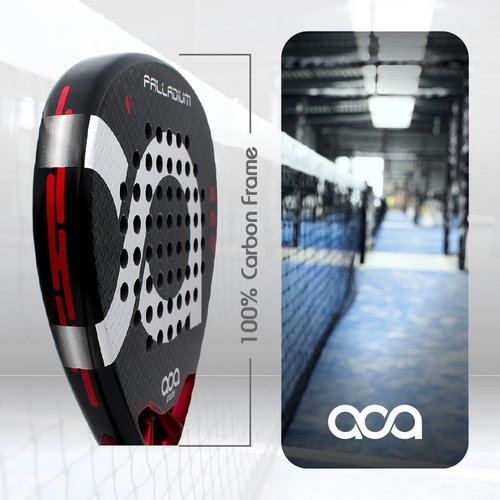 ACA Palladium Professional Padel Racket | Advanced Power & Precision | Red/Metal | 12K Carbon Faces | Diamond Shape | Black EVA Fusion Core