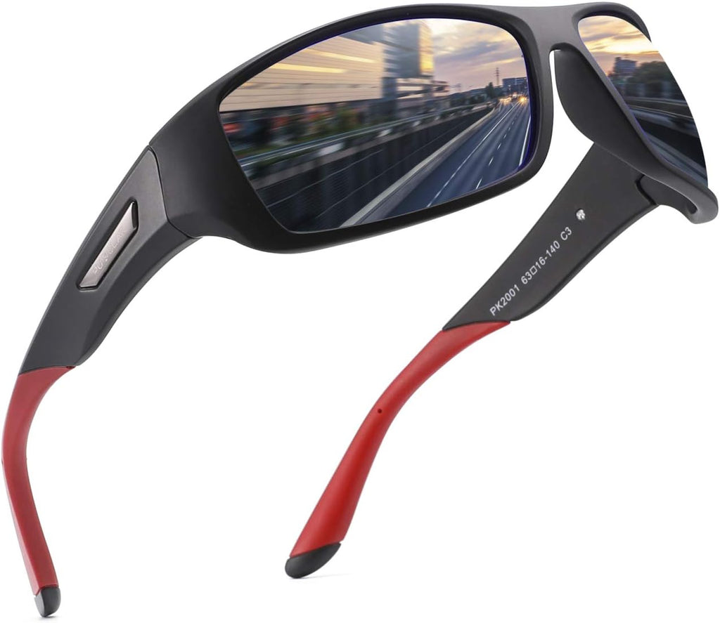 PUKCLAR Polarized Sports Sunglasses - Unbreakable Frame for Men & Women | Ideal for Driving, Cycling, Fishing & Golf