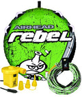 Airhead Rebel Towable Tube Kit for 1 Rider with Rope, Pump & Striped Cover