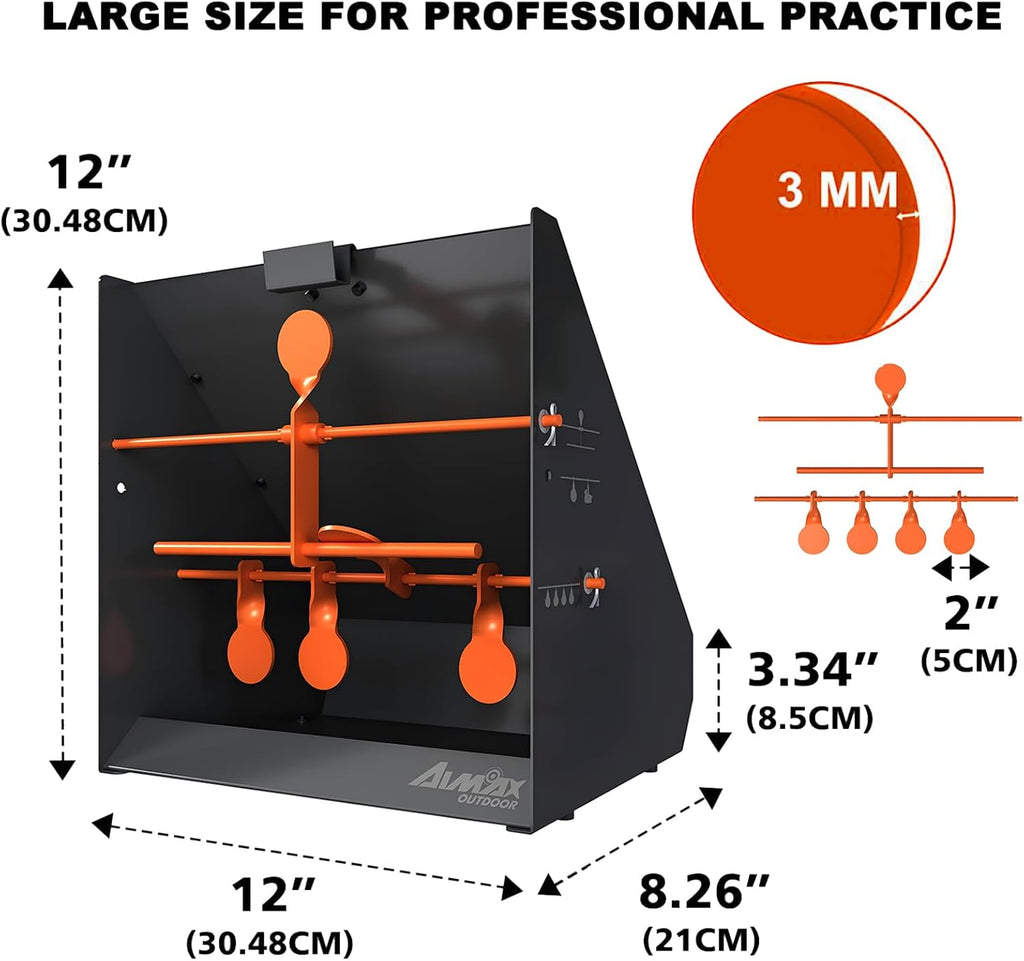 Pellet Gun Target Trap - 12 Paper Targets & 4 Resetting Metal Targets for Airgun & Rifle Practice
