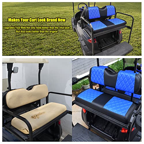 NOKINS Blue & Black Golf Cart Rear Seat Cover Fits Aftermarket Standard Cushions