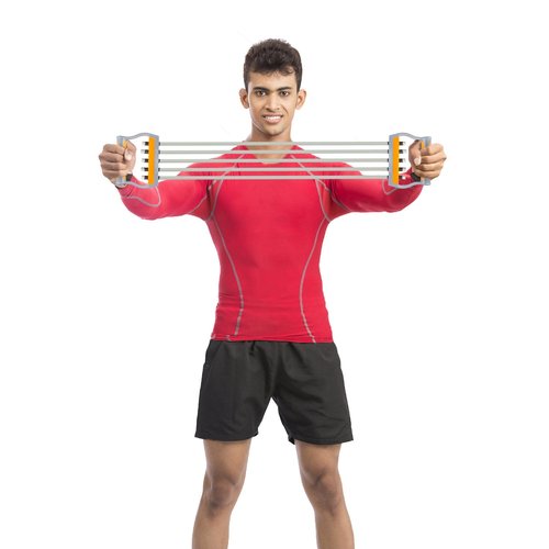TOCO FREIDO Chest Expander, 5 Tubes Ajustable Arm Strength Trainer, Exercise Resistance Bands for Home Fitness Muscle Training