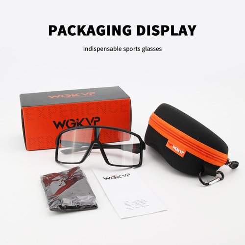 WGKVP Photochromic Cycling Glasses Men Sports Sunglasses Women for Running Bike Goggles Bicycle, Black
