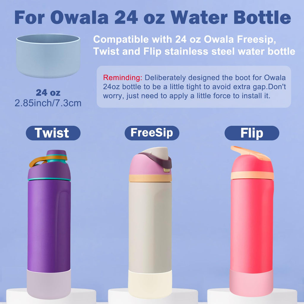 HEYSKAY 2PCS Silicone Boot for Owala Flask Water Bottle 24oz Anti-Slip Protective Sleeve for Owala Twist,FreeSip and Flip Stainless Steel Water Bottle BPA-Free Boot Bottom Base