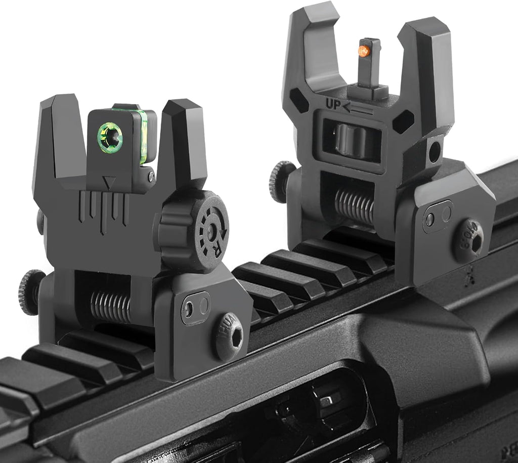 ZBULAR Fiber Optic Sights - Tool-Free Adjustable Flip-Up Front & Rear Backup Sights | Green & Red Dots