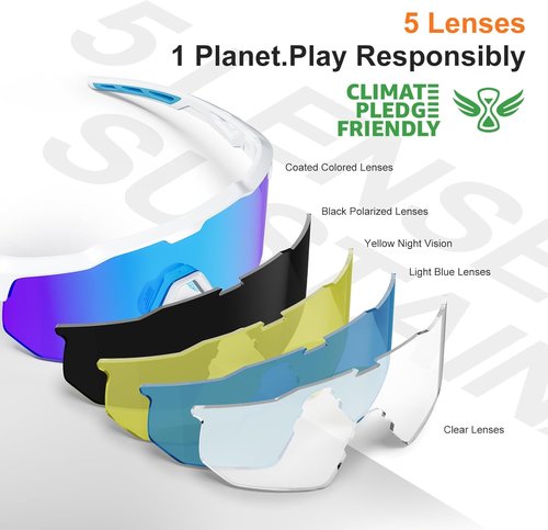 HAAYOT Polarized Sports Sunglasses - Versatile 5 Lenses for Men, Women & Youth | Ideal for Baseball, Cycling & Running
