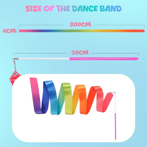 Gymnastics Ribbon 2 Pack - Colorful Dance Bands with Sticks for Kids | Vibrant Rainbow Streamers for Parties