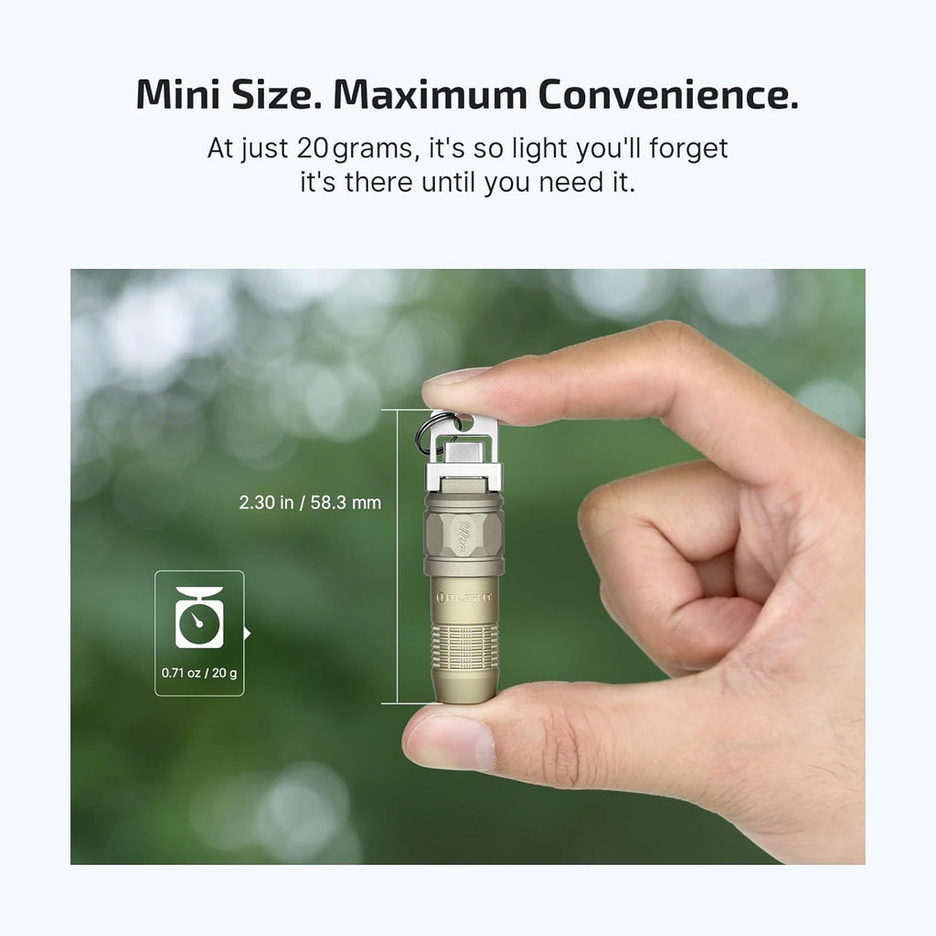 OLIGHT iUltra Rechargeable EDC Flashlight - 80 Lumens Mini LED Keychain Light | Olive Green, Perfect for Everyday Carry and Emergencies