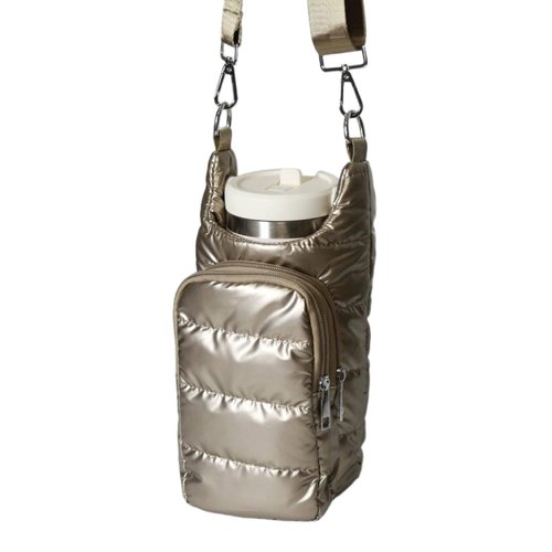 chrisdien deny Water Bottle Holder with Crossbody Strap, Insulated 32oz & 40oz Sling Bag, Water Bottle Purse with Phone Pocket for Travel & Gym