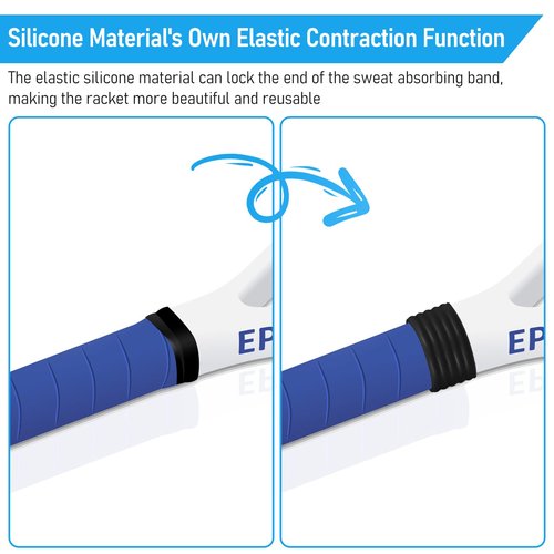 Leitee 20 Pcs Tennis Racket Silicone Ring Tennis Racket Grip Bands Rubber Ring Anti Slip Tennis Absorbent Cover Hold Overgrip in Place for Squash Racquetball Badminton Baseball Racket, 5 Colors