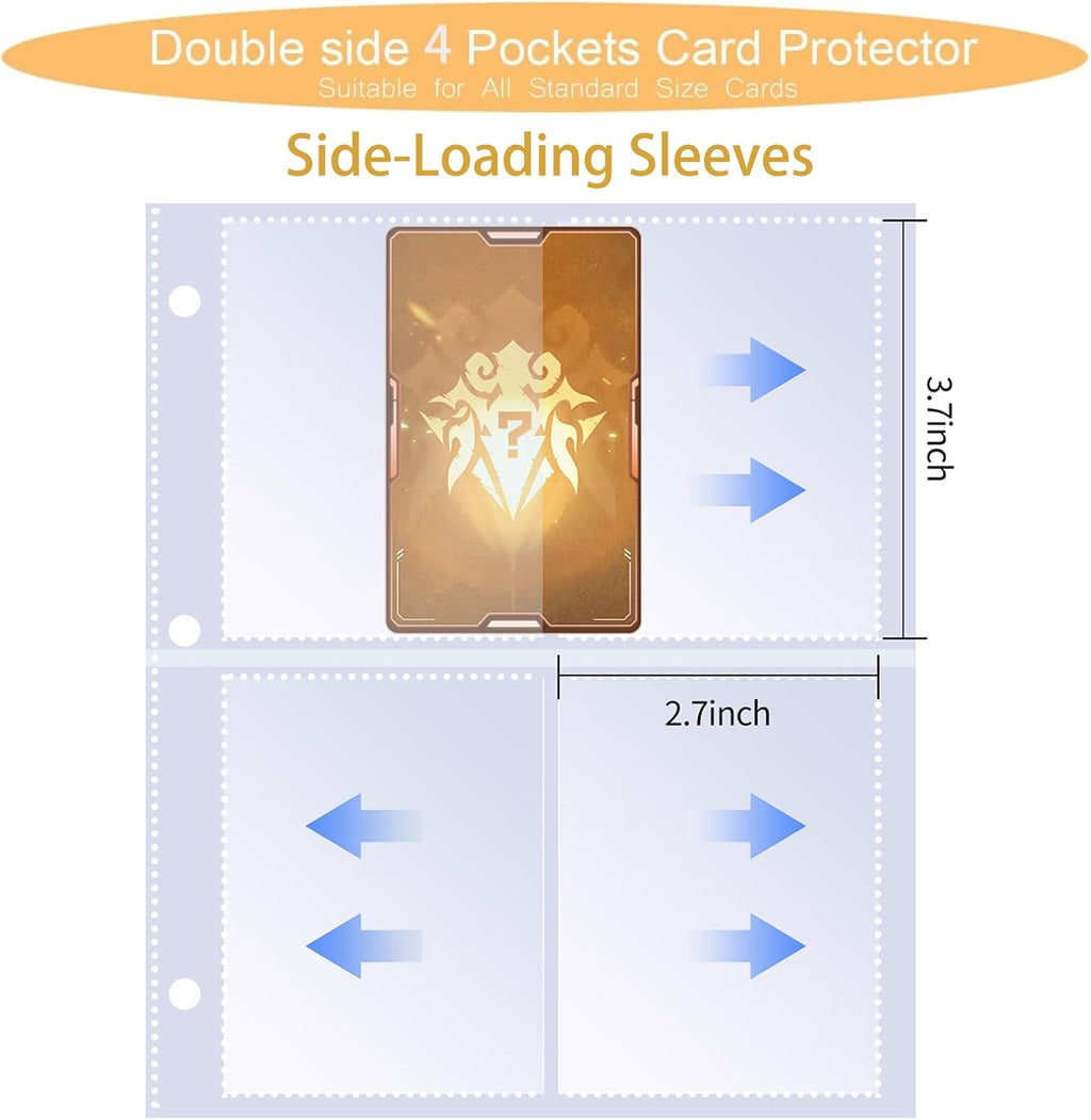 Skiennix Trading Card Binder - Premium 4-Pocket Album with 400 Removable Sleeves | Waterproof Black Serpent Design