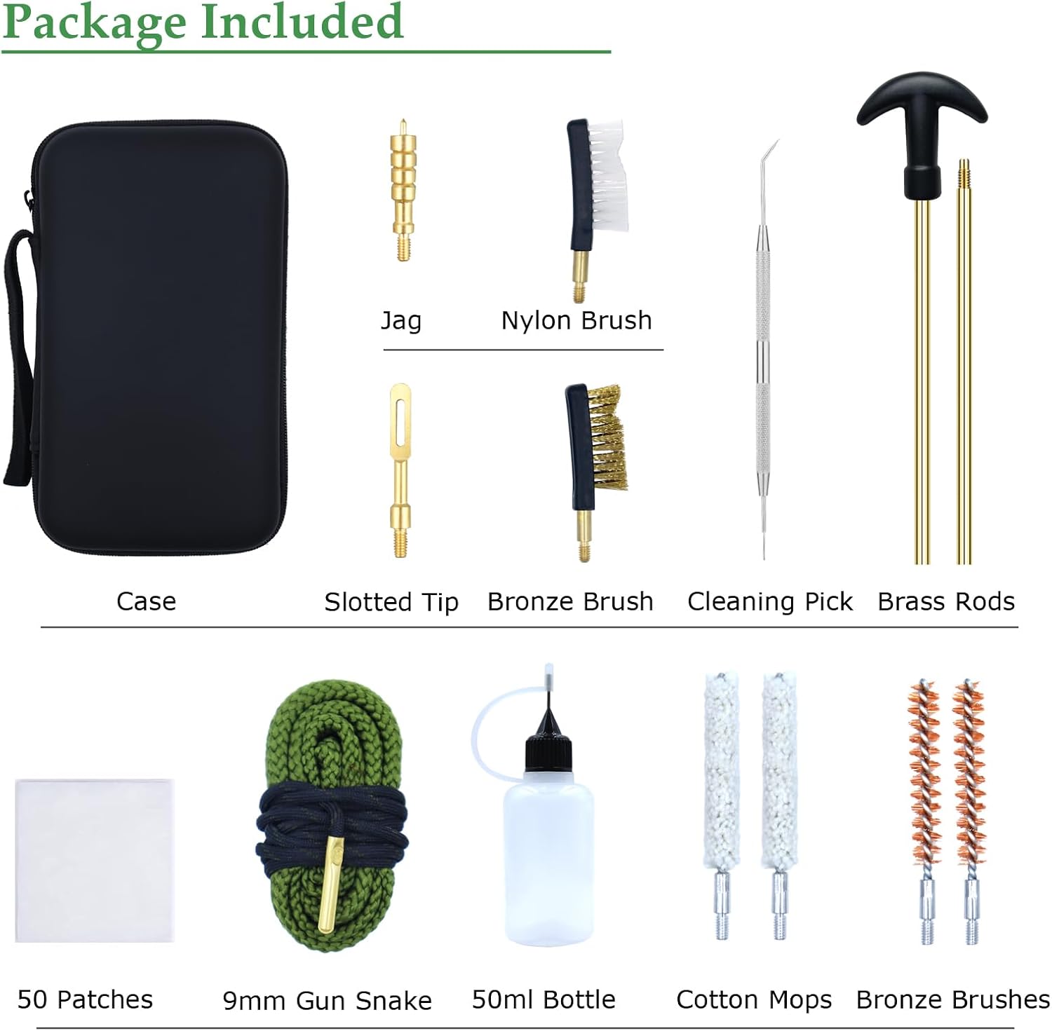 Skiennix Tactical 9mm Pistol Cleaning Kit - MOLLE-Compatible Pouch & Essential Tools Included