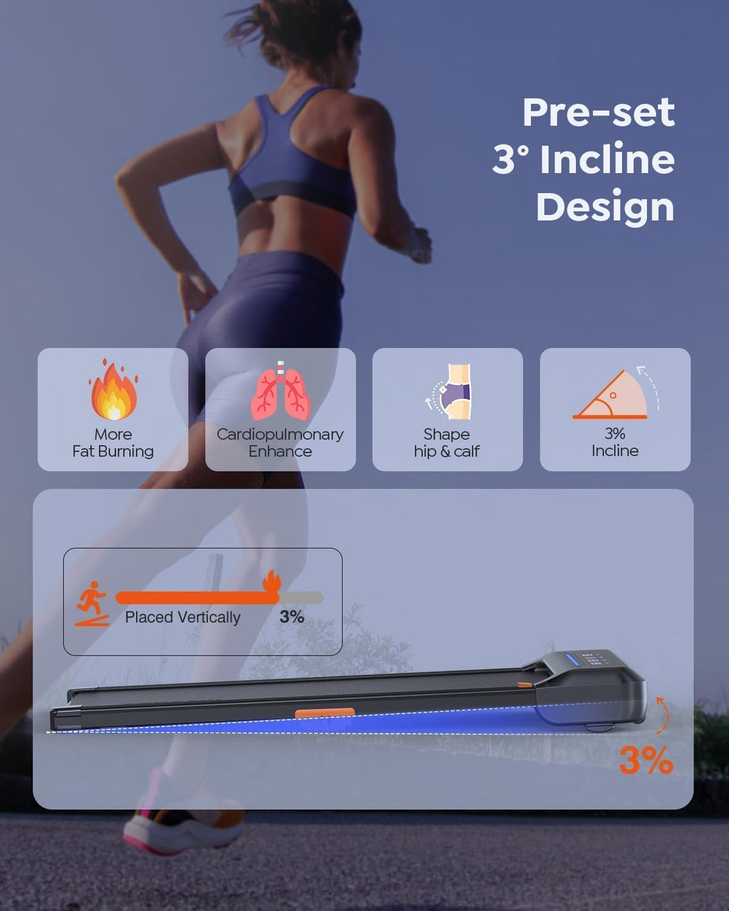 Walking Pad Treadmill - Compact Under Desk Design with 10% Incline | 285lbs Capacity, APP/Remote Control