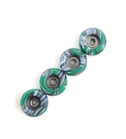 SPITBOARDS® Fingerboard Swirl Wheels Polyurethane CNC Lathed Bearing Wheels - Green Swirl