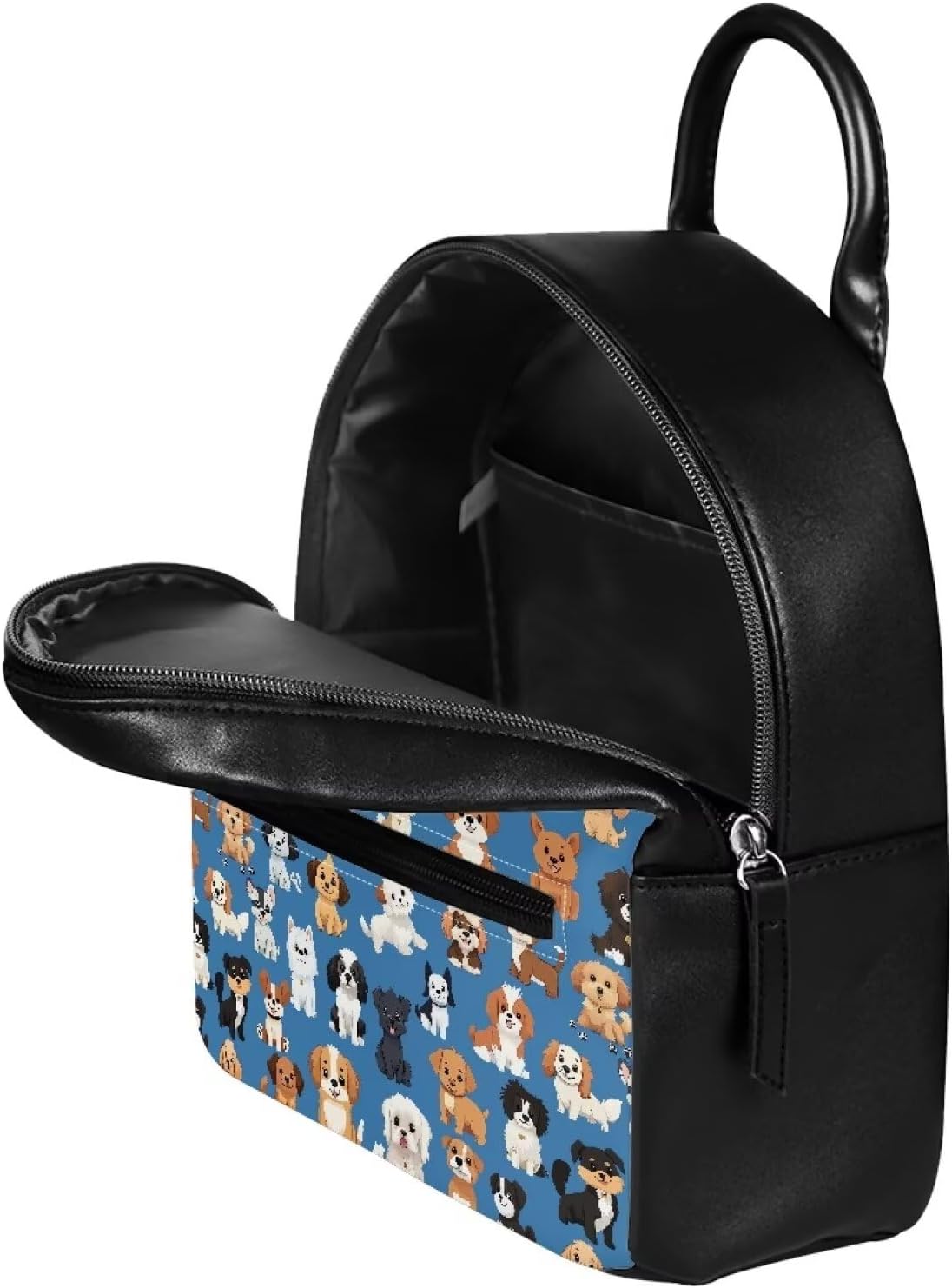 Showudesigns Mini Backpack for Teen Girls - Cute Leather Dog Design Purse in Blue | Ideal for School & Travel
