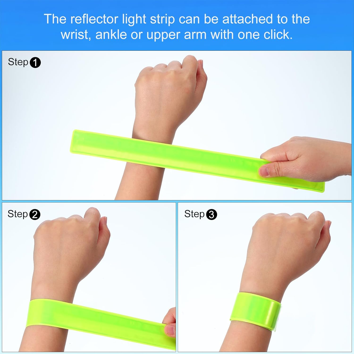 PATIKIL Reflective Slap Bands - High Visibility Safety Reflector Armbands for Night Jogging & Cycling