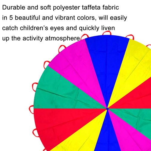 Dulousia Parachute 13ft - Gymnastics Parachute with Handles for Children Group Team Cooperative Games,Indoor Outdoor Gym Class Rainbow Parachute Birthday Church VBS Activity Field Days Supplies