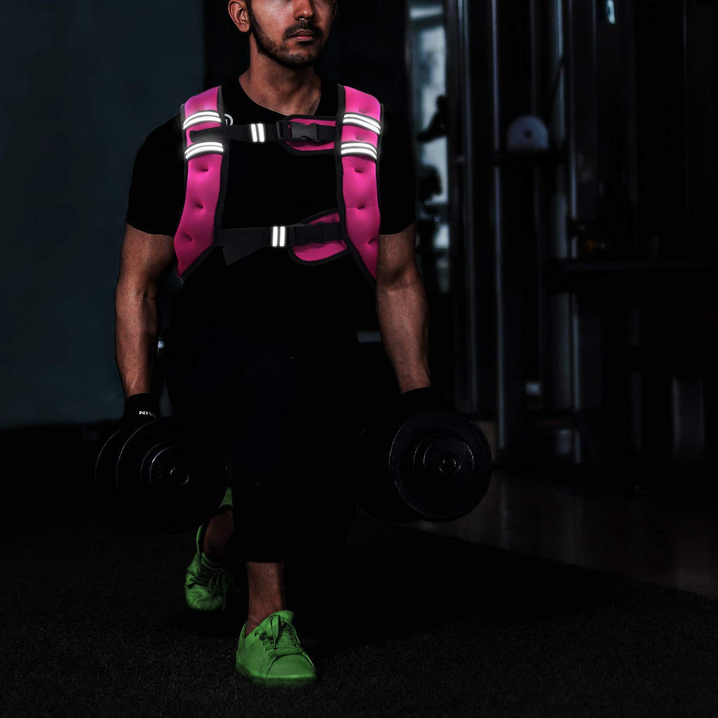VIVITORY Weighted Vest Workout Equipment, 11lbs/18lbs Body Weight Vest for Men, Women, Strength Training, Running, Fitness, Muscle Building, Weight Loss, Weight lifting (18 lbs, Rose Red)
