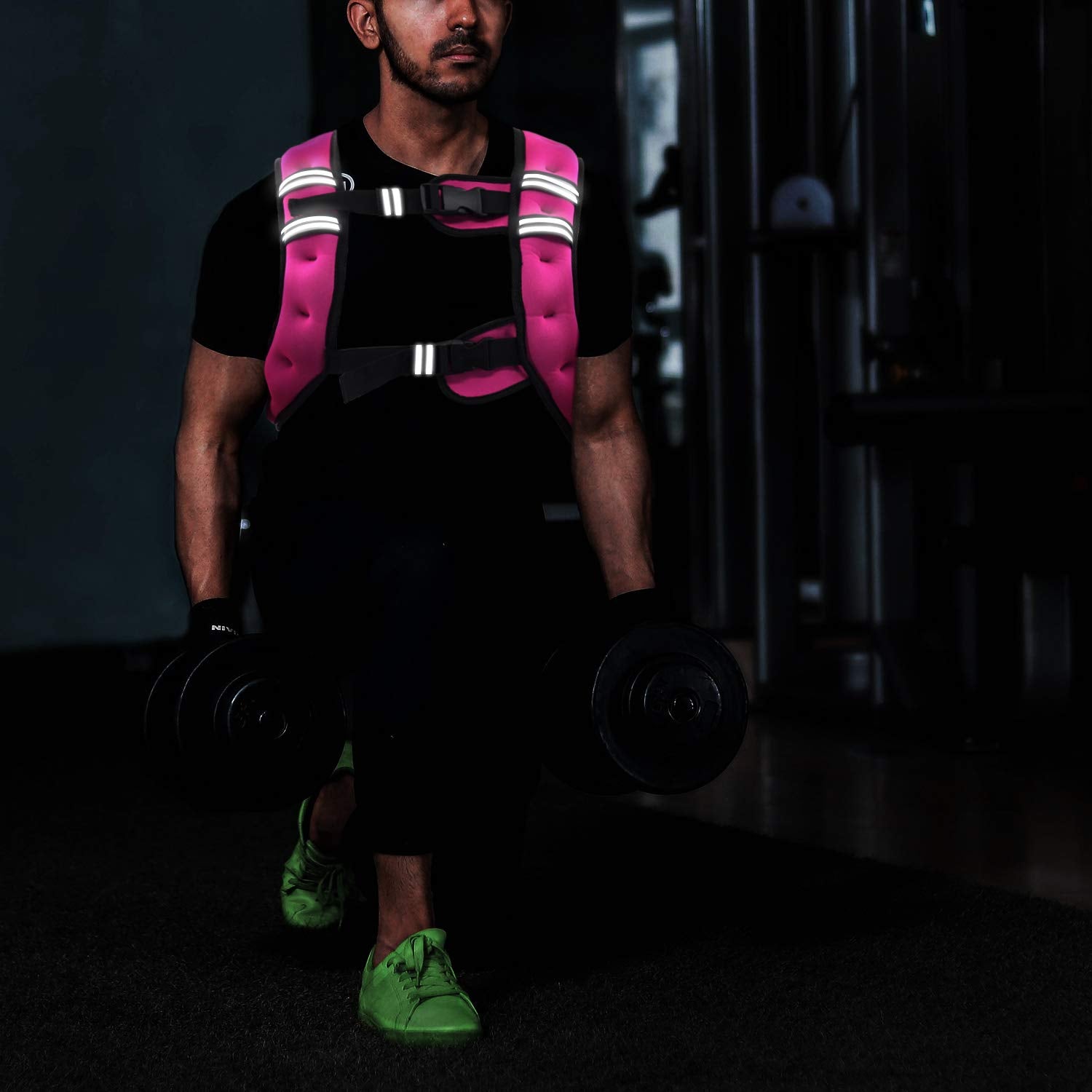 VIVITORY Weighted Vest Workout Equipment, 11lbs/18lbs Body Weight Vest for Men, Women, Strength Training, Running, Fitness, Muscle Building, Weight Loss, Weight lifting (18 lbs, Rose Red)