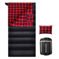 Keencamp 0 Degree Sleeping Bag Cotton Flannel Winter Cold Weather for Adults XXL Sleeping Bag 4 Season Big and Tall with Compression Sack