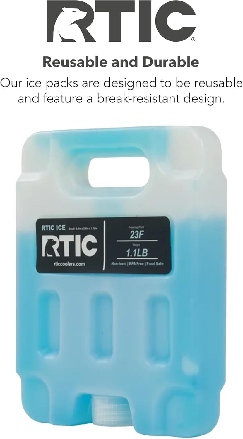 RTIC Reusable Cooler Ice Packs - Long-Lasting, Break-Resistant Design for Food & Drinks | 2 Pack