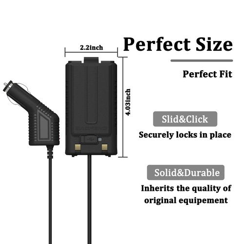 2 Pack BAOFENG UV-5RH Pro GPS Battery Eliminator Car Charger 12-24V for GM-5RH GMRS Radio Replacement K5Plus Two Way Radio Battery