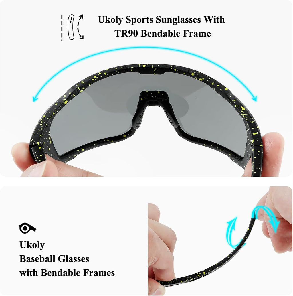 Ukoly Cycling Sunglasses - HD UV400 Sports Glasses for Men & Women | Ideal for Running, Baseball, Fishing, Golf