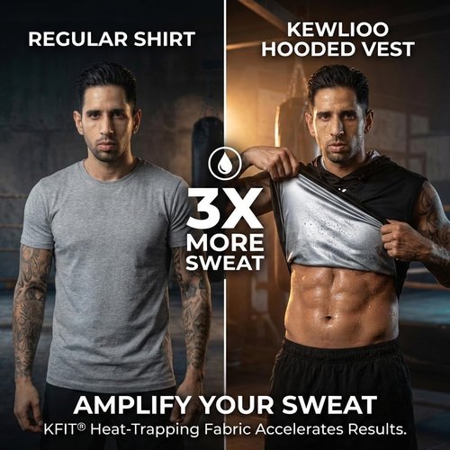 Kewlioo Hooded Sauna Shirt - Heat-Trapping Pullover Sweat Vest for Men | Ideal for Cardio & Exercise