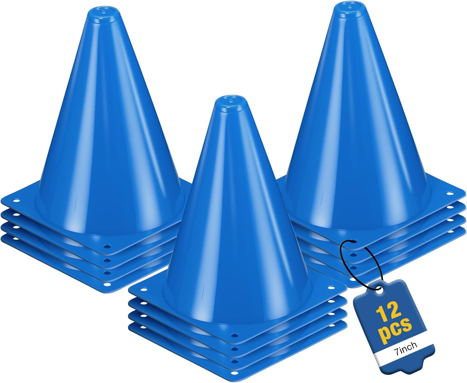 Skiennix 12-Piece 7-Inch Soccer Cones - Durable Plastic Traffic Cones for Sports Training & Agility Drills