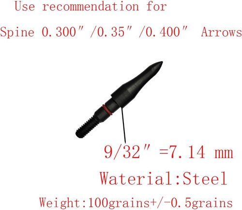 Archery Field Points 17/64 Inch 9/32 in 19/64 Inch 5/16 in (12 Pack) for Field Target Practice Shooting
