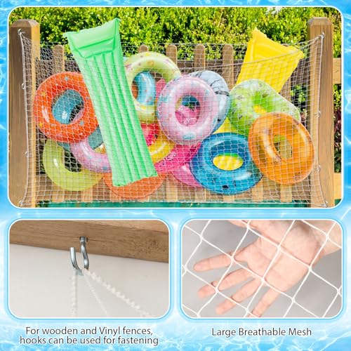 Large Pool Float Storage Mesh Bag 63 x 43 Inches White for Inflatable Toys