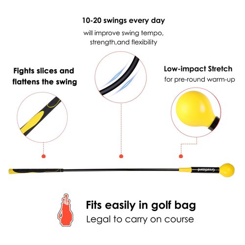 Greatlizard Golf Swing Trainer Aid 48"/40" Warm-Up Stick for Strength Flexibility Tempo Training Golf Practice Aid with Weighted Head Swing Corrector for Men Women