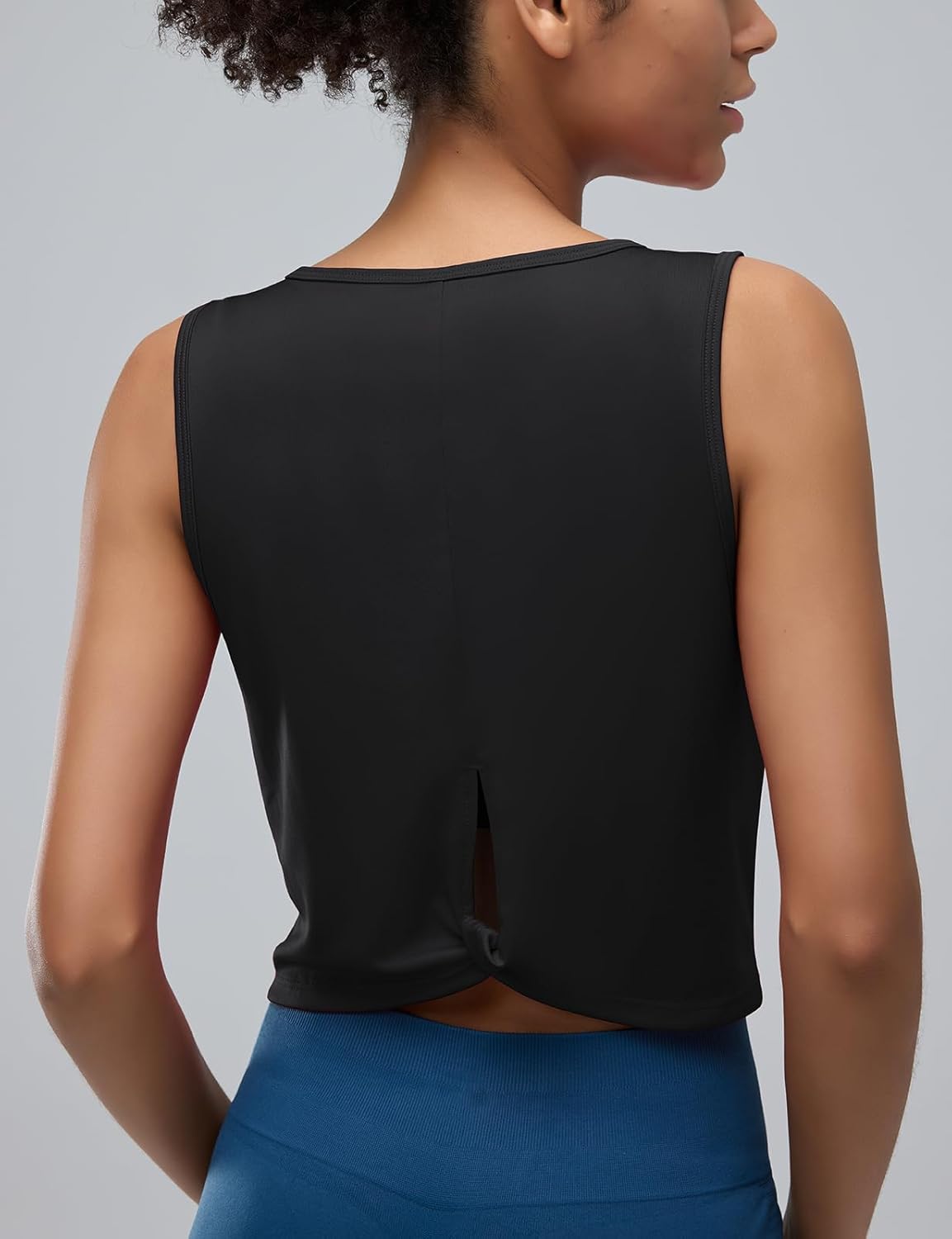 Skiennix Women's Back-Knotted Workout Crop Tank - Cute Sleeveless Gym Shirt for Running