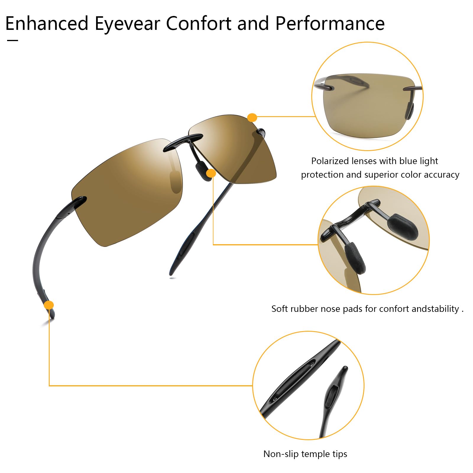 PEEPAI Polarized Sunglasses for Men and Women, Lightweight and Durable Sports Sunglasses with UV Protection for Driving Fishing Golf - Brown