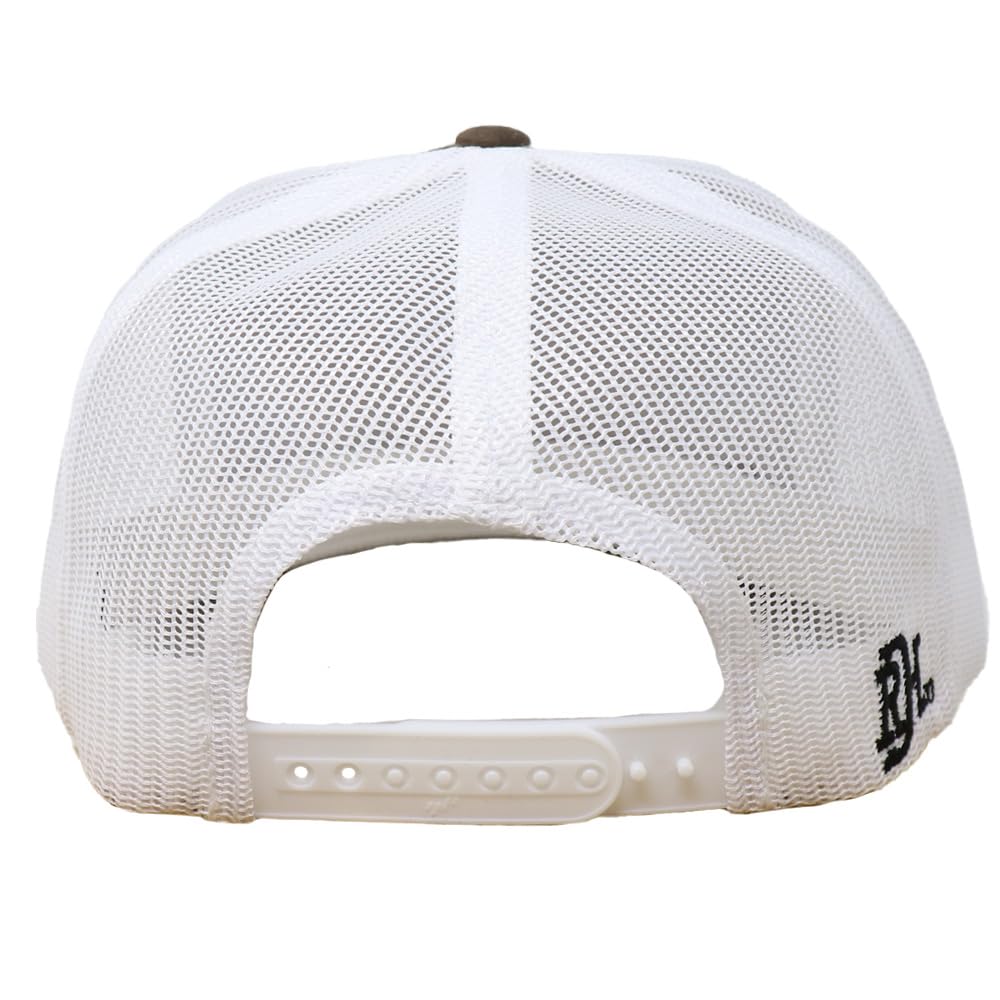Red Dirt Hat Company Serape 2023 5-Panel Adjustable Snapback Hat, Trucker Cap w/Ventilated Mesh Back & Snap Back, Structured Baseball Cap for Men & Women - Heather Grey/White, One Size Fits All