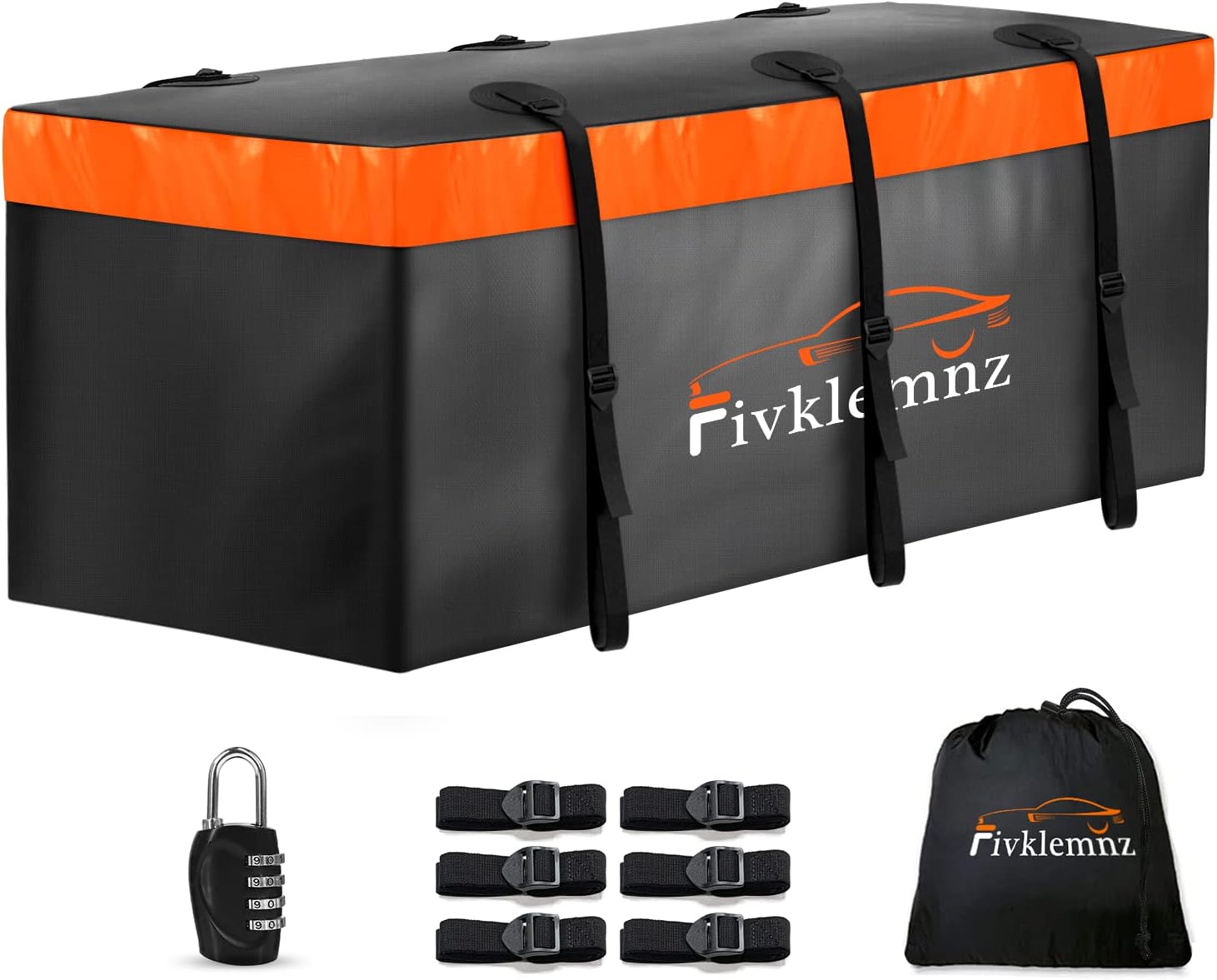 Skiennix Hitch Mount Cargo Carrier Bag - 100% Waterproof 20 Cubic Feet Luggage Bag (59" x 24" x 24") with 6 Straps & Lock | Fits All Vehicles